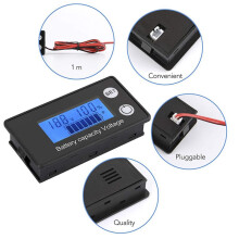 2X 8V-100V Battery Capacity Monitor Gauge Voltage Meter Monitor with LCD Screen Electric Quantity Detector