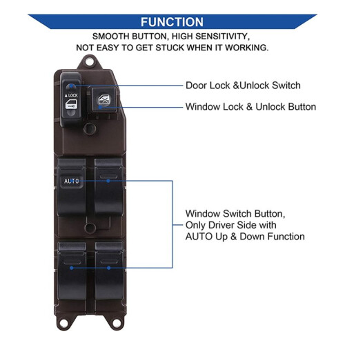 Master Door Lock Window  Control Button for  Camry 2002-2006, /Matrix 2003-2008, 84820AA070 901-705 2