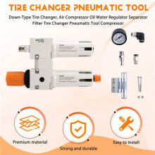 2X Down-Type Tire Changer, Air Compressor Oil Water Regulator Separator Filter Tire Changer Pneumatic Tool Compressor
