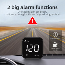 HUD Car Speedometer Timetable Speed Alarm GPS - Display Auto Electronic Accessories Fits All Cars (White)