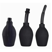 Wiederverwendbarer schwarzer weicher Vaginal-Spülballon, 310 ml, 26 x 7,5 cm