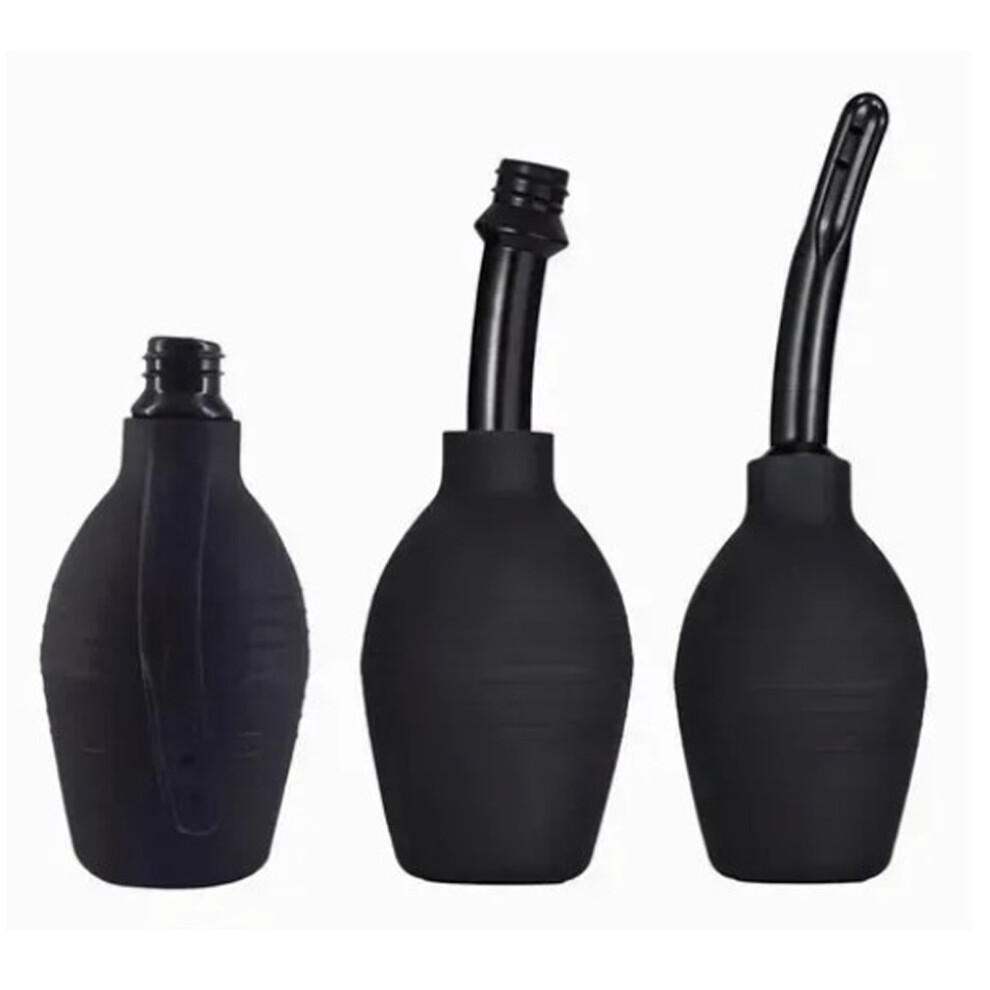 310ML Reusable Black PVC Bulb Vaginal Irrigator with Soft Arc Nozzle