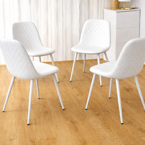 Modern Grey Dining Table Set With 4 White Chairs 1