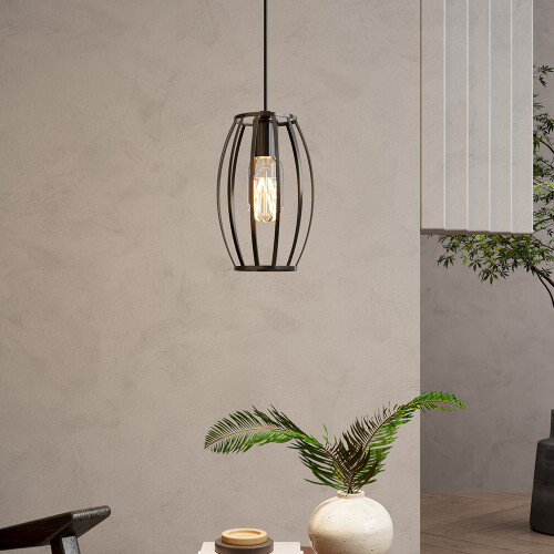 Living And Home Single-Light Black Iron Pendant Light