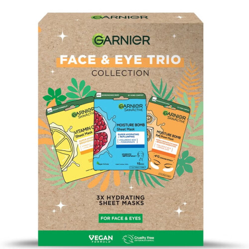 Garnier Face & Eye Sheet Mask Trio Gift Set 3PC