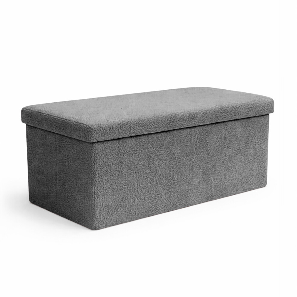 KEPLIN Storage Ottoman Bench Large 90L Hidden Storage, Rapid Fold Flat Design, 150kg Load Capacity, Grey