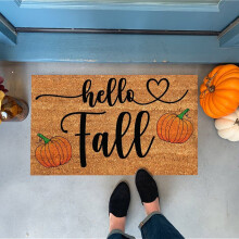 Tapete de Porta "Feliz Outono" - Tema Abóbora e Folhas, Tapete para Interior/Exterior para Porta de Entrada, Cozinha, Compatível com Uso Externo