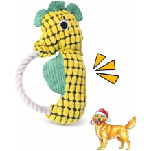 Beruhigendes Hundespielzeug mit orangefarbener Giraffe, Seil und Quietscher – Robustes Stofftier zum Kauen für kleine bis mittelgroße Hunderassen