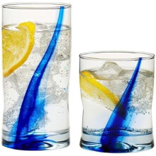 Blue Ribbon 16-Pc Tumbler & Rocks Glass Set – Infused, Artisan 4-Dimple Rocks Glasses, Dishwasher Safe, Compatible with Standard Bar Tools