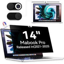 Magnetic Privacy Screen Protector Compatible With MacBook Pro 14 Inch (2021–2024, M1/M2), Removable Anti-Spy Blue Light Filter