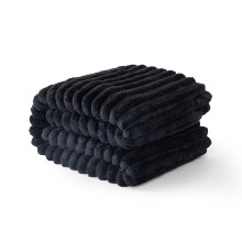 Manta de forro polar jacquard acanalada 3D – Suave, cálida, mullida y ligera (60"x78"), negra – Compatible con sofá y cama