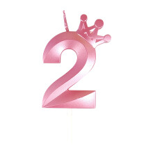 Velas digitales con forma de corona para cumpleaños, decoraciones coloridas para fiestas, color rosa2