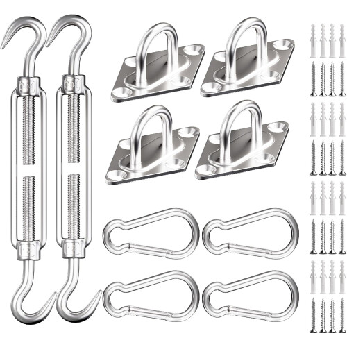 Kit de ferragens para vela de sombreamento de 6 polegadas em aço inoxidável 304 resistente para instalação de toldos triangulares e retangulares