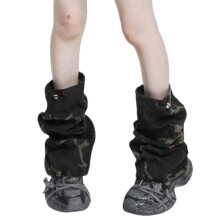 Harajuku Punk Leopard Layered Ruffle Leg Sleeves for Women Aesthetic Ties Bandages Leg Warmers Flared Boot Cover Socks