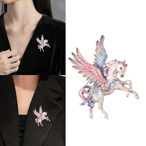 Broche Cheval Volant – Imitation Émail, Alliage, 8 x 5,5 cm 1