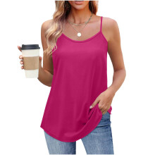 Top canotta da donna a tinta unita con scollo rotondo e allacciatura al collo, senza maniche, leggero e traspirante, ideale per l'estate e per l'uso
