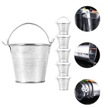 Mini seaux en fer, lot de 6, seaux en métal argenté pour usage domestique