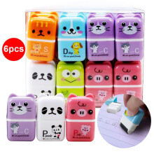 6Pcs Cute Animal Roller Erasers with Covers & Shaving Case, 6 Colors – Compatible with Pencils