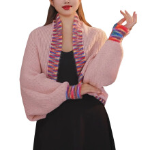 Xale/Cachecol Versátil Feminino em Tricô Arco-Íris para Inverno e Outono