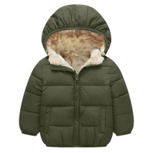 Daunenjacke für Mädchen und Jungen, Kapuzenjacke, dick gefüttert, für Outdoor-Aktivitäten, Freizeitkleidung, Sportjacke, 06 Armeegrün, 1-2 Jahre