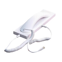 Retro Phone Handset – Vintage White Type-C Handheld Receiver with Mic, Compatible with Mobile Video Calls & Meetings