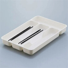 Silverware Organizer Drawer Tray, 4-Compartment Cutlery Holder for Spoons, Forks, Knives – 10.7"x6.9", White