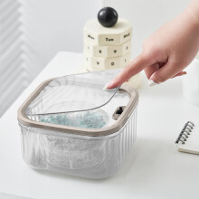 Mini poubelle de bureau avec couvercle à pression – Petite poubelle 15 x 15 cm pour bureau/maison, panier de rangement en plastique, blanc/gris, 2