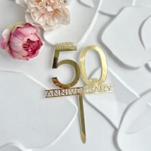 Goldener Acryl-Kuchenaufsatz zum 50. Jubiläum