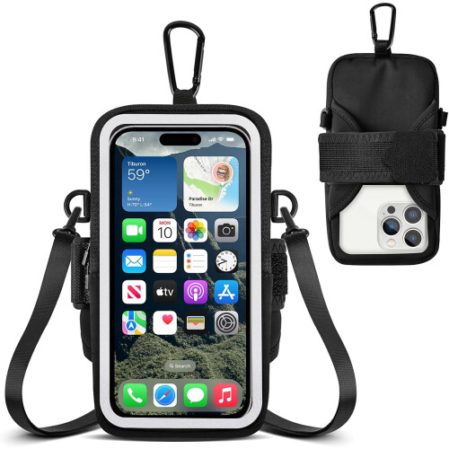 Running Phone Armband with Adjustable Strap and Carabiner