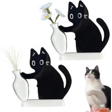 Lot de 2/3/4 supports magnétiques pour moustaches de chat, aimants pour réfrigérateur/mini vase, décoration mignonne en acrylique pour les