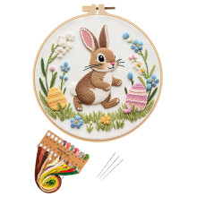 Osterhasen-Stickset zum Selbermachen mit 20-cm-Stickrahmen