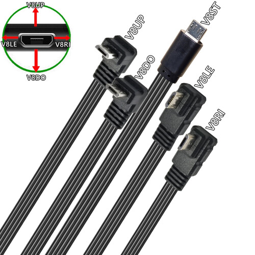 Καλώδιο επέκτασης Micro USB αρσενικό σε θηλυκό ορθής γωνίας, επίπεδο 1