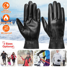 Unisex-Winterhandschuhe aus Leder, winddicht und weich