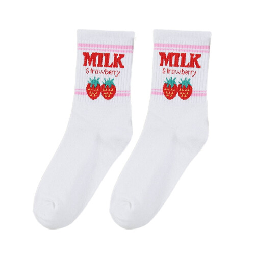 Κάλτσες Kawaii με φράουλα και γάλα Γυναικείες Unisex2Ζεύγη 1
