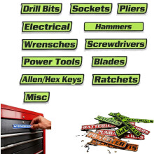 Custom 12-Pack Magnetic Toolbox Labels, 3D Printed & Reusable – Compatible with Steel Carts