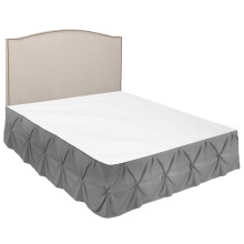 Pinch pleat bed skirt queen size, 14 inch drop microfiber bedskirt, luxury hotel style queen bed skirt, hides bed frame, dark grey