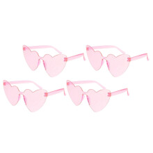 Lot de 4 lunettes de soleil sans monture en forme de cœur, mignonnes pour le quotidien et la rentrée scolaire.