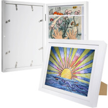 Lot de 2 cadres à dessin interchangeables blancs 10x12,5 pour enfants - avec chevalet et plexiglas incassable, capacité 100 feuilles