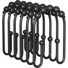 Crochets de rideau de douche en métal noir antirouille, lot de 12