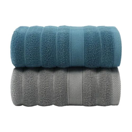 Toalhas de Banho de Algodão Absorventes com Listras Multicoloridas, Macias e Grossas para Adultos (Homens e Mulheres) - 35x76cm (14x30 polegadas) -