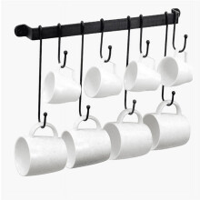 Nuevo soporte de pared para tazas de café: ganchos para colgar tazas de bar de 43 cm (17 pulgadas) en color negro.
