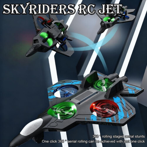 Αναβαθμισμένο τηλεκατευθυνόμενο τζετ – Skyriders Stunt Fighter με περιστροφή 360, φώτα LED