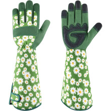 PHIRAH Gardening Gloves for Women – Thorn-Proof, Breathable, Touchscreen-Compatible, Long Forearm Protection, Adjustable Gauntlet (Green, L)