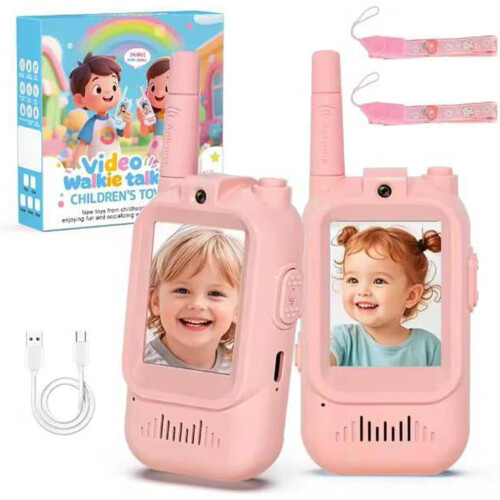 Video Intercom Kids Walkie Talkies 2 Pack Rechargeable with Video and Long Range