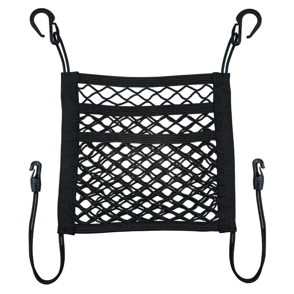 3-Layer Car Mesh Organizer Storage Between Front Seats Kid Dog Pet Net Barrier Car Net Pocket Elastic 9422877319152