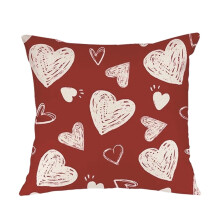 Funda de almohada de San Valentín con estampado de corazón rojo, 45x45 cm.