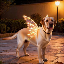 LED Fairy Wings for Dogs – Electric Butterfly Costume with Lights & Music, Compatible with 2026 Christmas (Yellow)