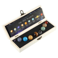 Set met de negen planeten van ons zonnestelsel, natuurlijke decoratie voor op je bureau, educatief cadeau voor ruimtevaartliefhebbers