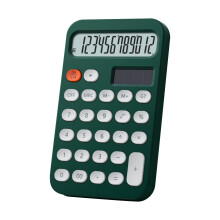 Mekanisk kalkylator med switchfunktion, 12-siffrig LCD-skärm, stora knappar, grön estetisk bordskalkylator