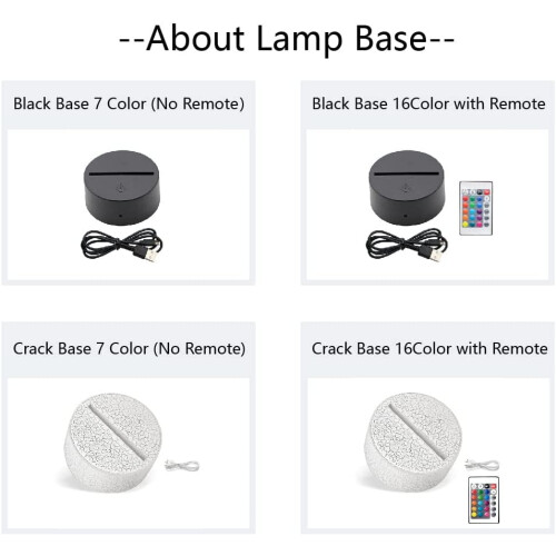 Veilleuse LED 3D en forme de chat avec télécommande et socle noir 1